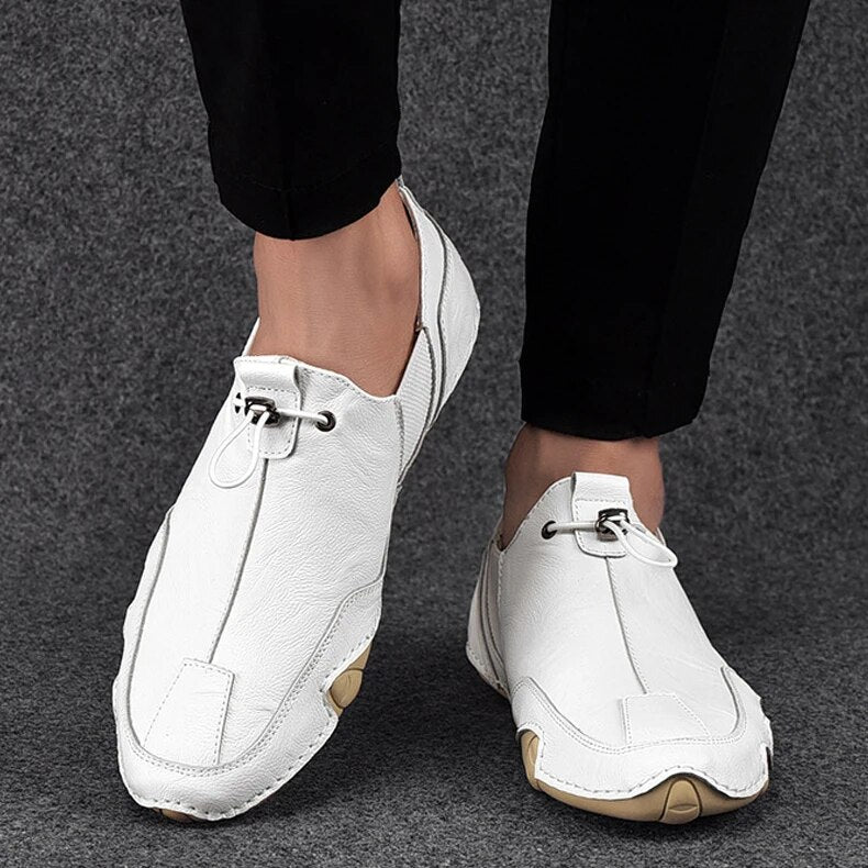 Beckett | Men's Suede Slip-On Loafers in Cream