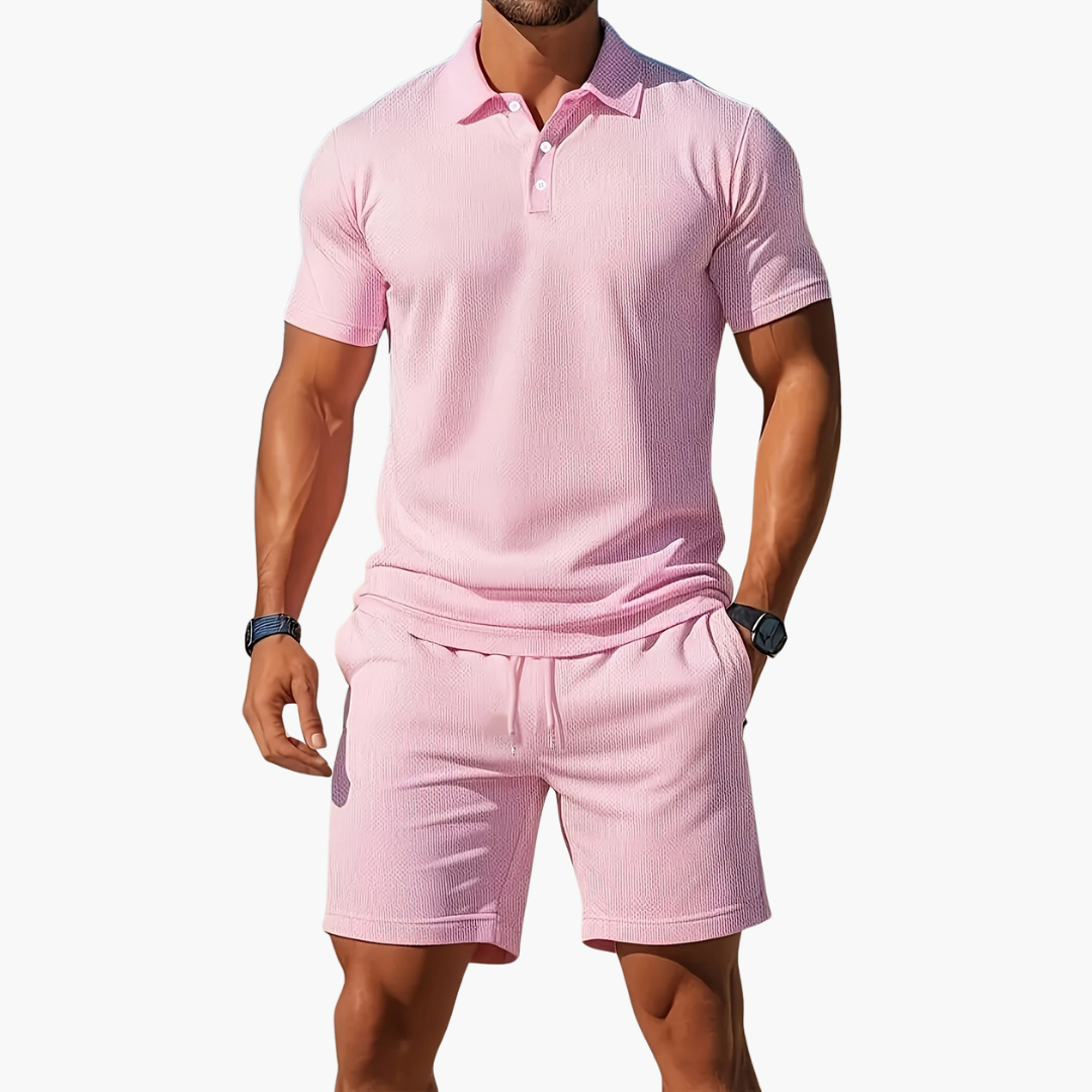 Beckett | Men's Light Blue Polo Shirt Shorts Casual Set