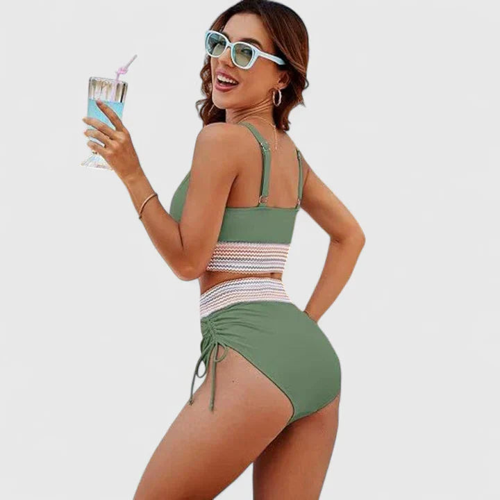 Calista | Women’s High-Waisted Pink Bikini Swimsuit Set