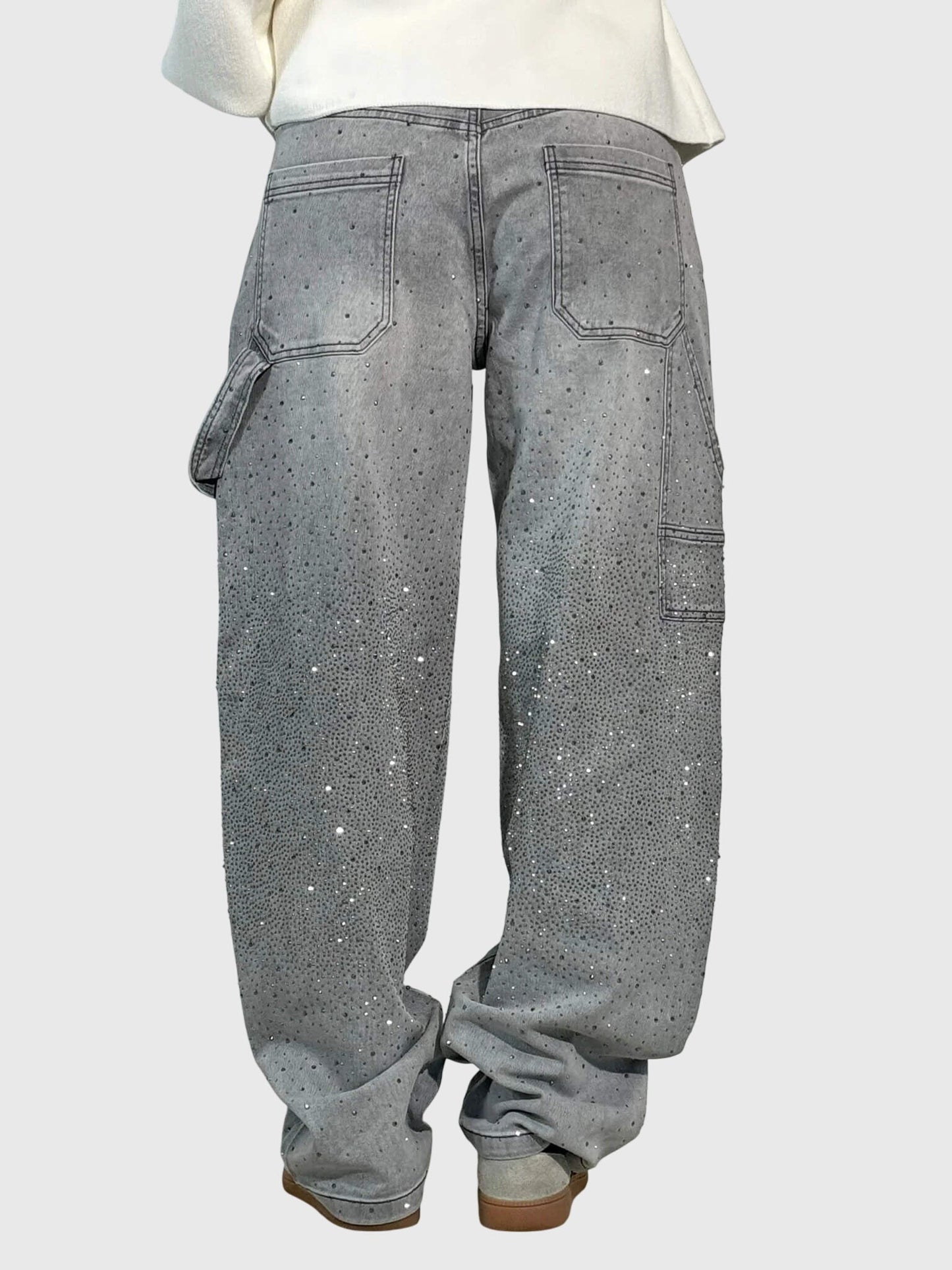 Astrid | Women’s Dark Blue Sparkle Diamond Denim Pants