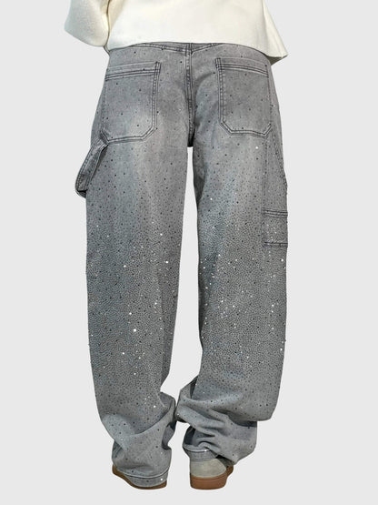 Astrid | Women’s Dark Blue Sparkle Diamond Denim Pants