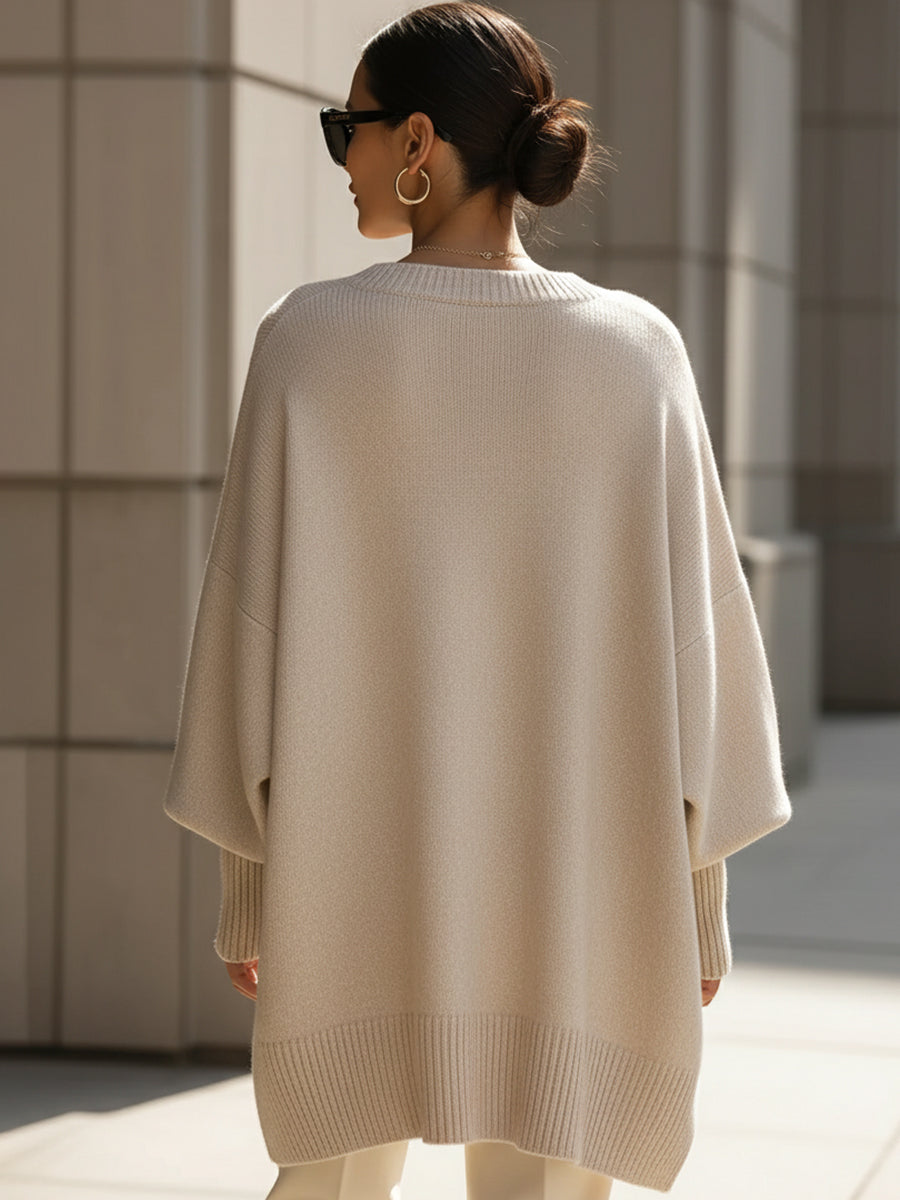 Adriana | Cream Dropped-Shoulder Sophisticated Sweater