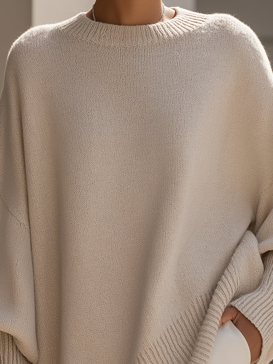 Adriana | Cream Dropped-Shoulder Sophisticated Sweater