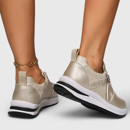 Calysta | Silver Elegant Shoes with Zipper
