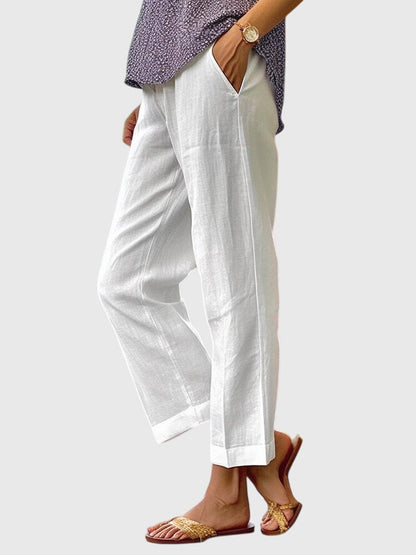 Astrid | Elegant White Linen Women's Pants