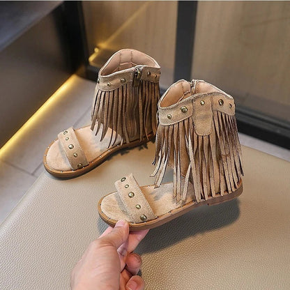 Calanthe | Luxury Black Fringed Elegant Sandals