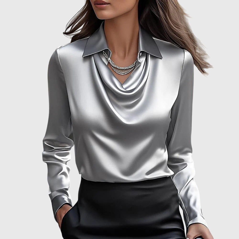 Astrid | Silky Elegant Blouse in Champagne