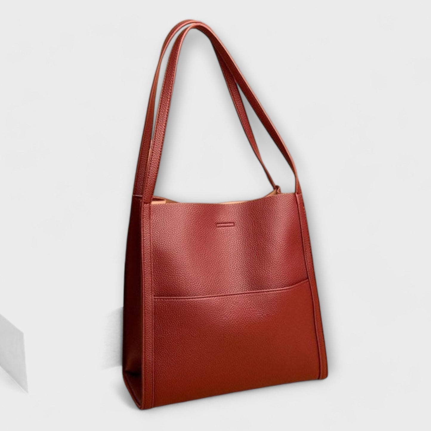 Calista | Rich Red Leather Structured Tote Handbag