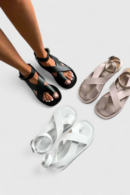 Calista | Beige Elegant Sandals with Thick Sole