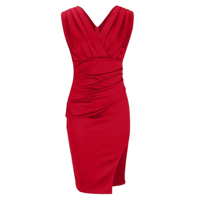 Calanthe | Red Fitted Dress with Slit