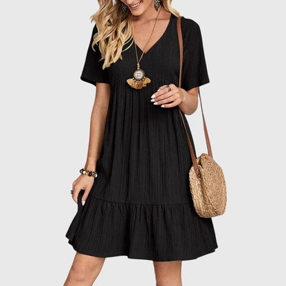 Aurelia | Elegant Flattering Coral Tiered Mini Dress