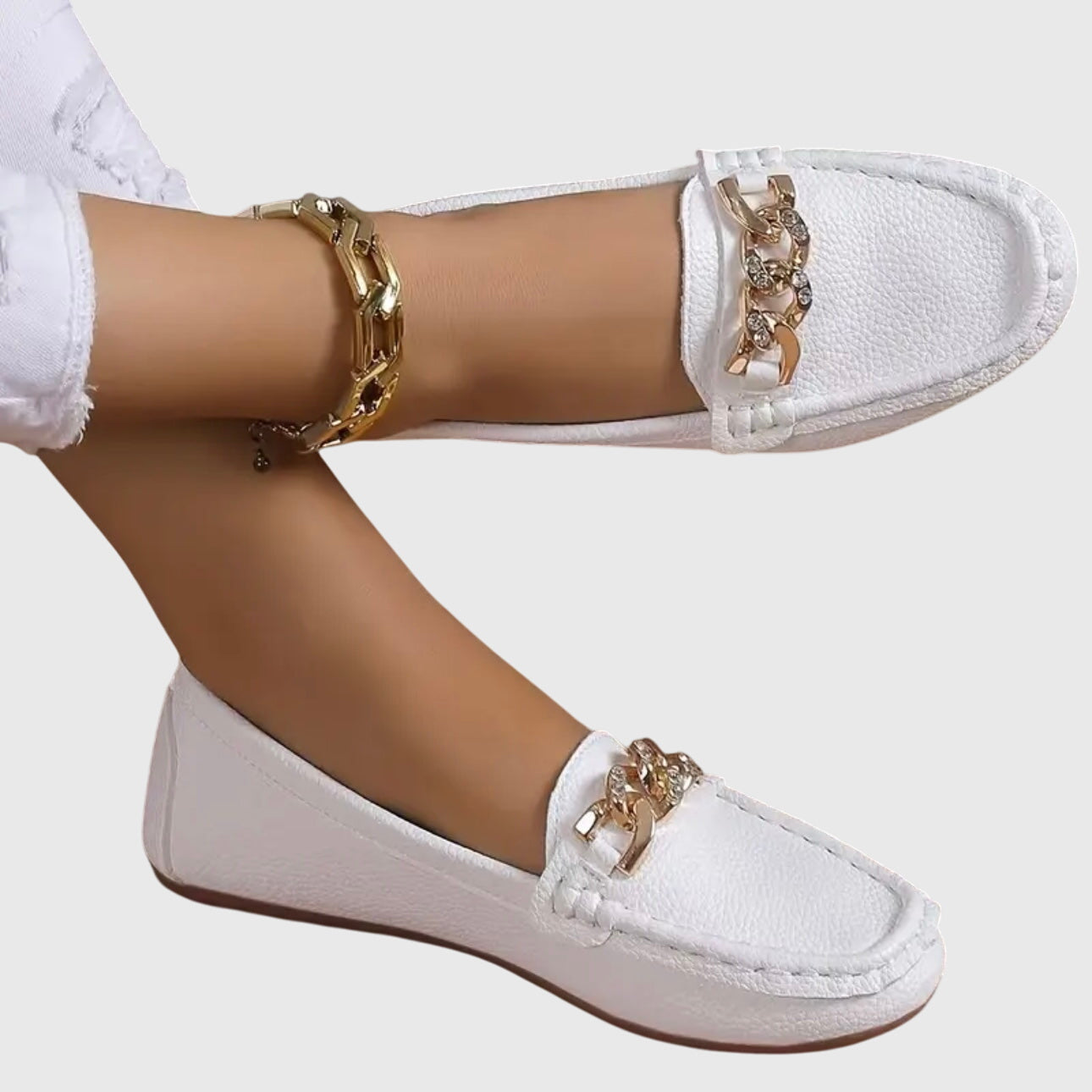Alethea | White Leather Orthopedic Loafers