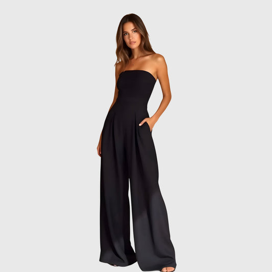 Astrid | Black Strapless Elegant Jumpsuit