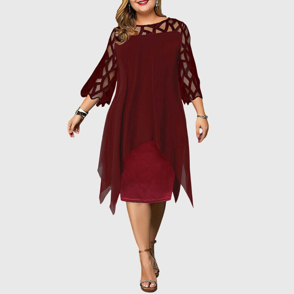 Calista | Rich Purple Chic Dress with Lace Details