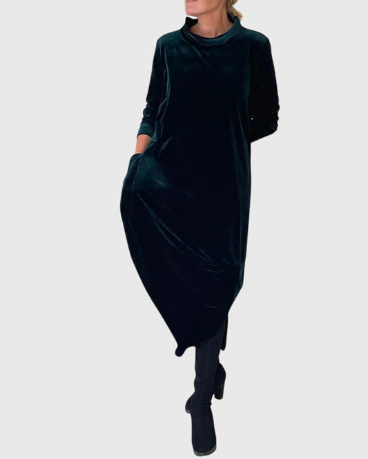 Alethea | Elegant Velvet Dark Green Dress