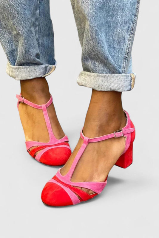 Calantha | Vibrant Pink Suede Modern Heels