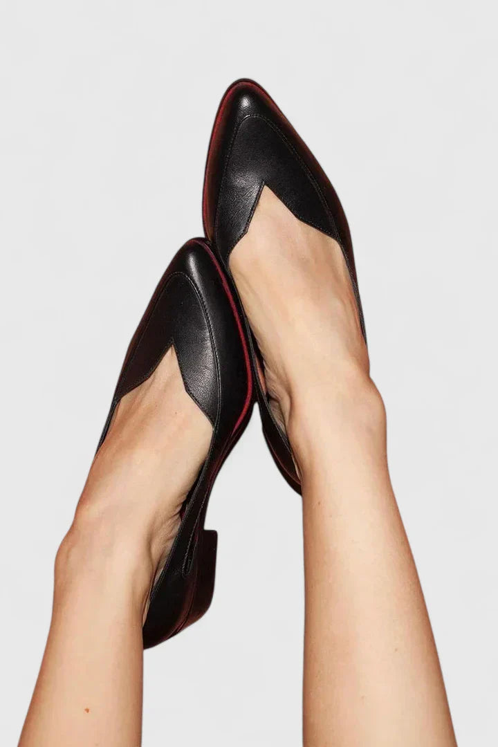 Calista | Elegant Black Cutout Leather Sandals