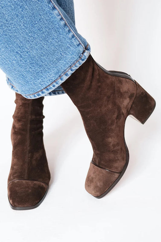 Alethea | Suede Elegant Boots in Rich Brown