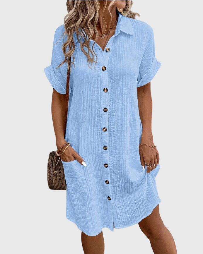 Adeline | Elegant White Short Sleeve Comfortable Dress