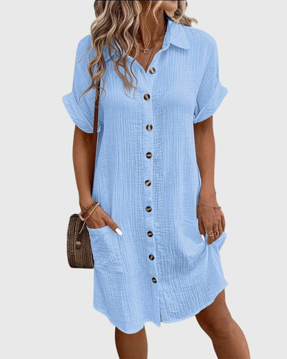 Adeline | Elegant White Short Sleeve Comfortable Dress
