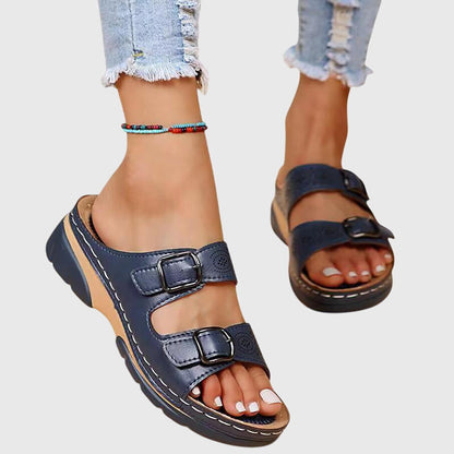 Calantha | Light Blue Orthopedic Leather Sandals