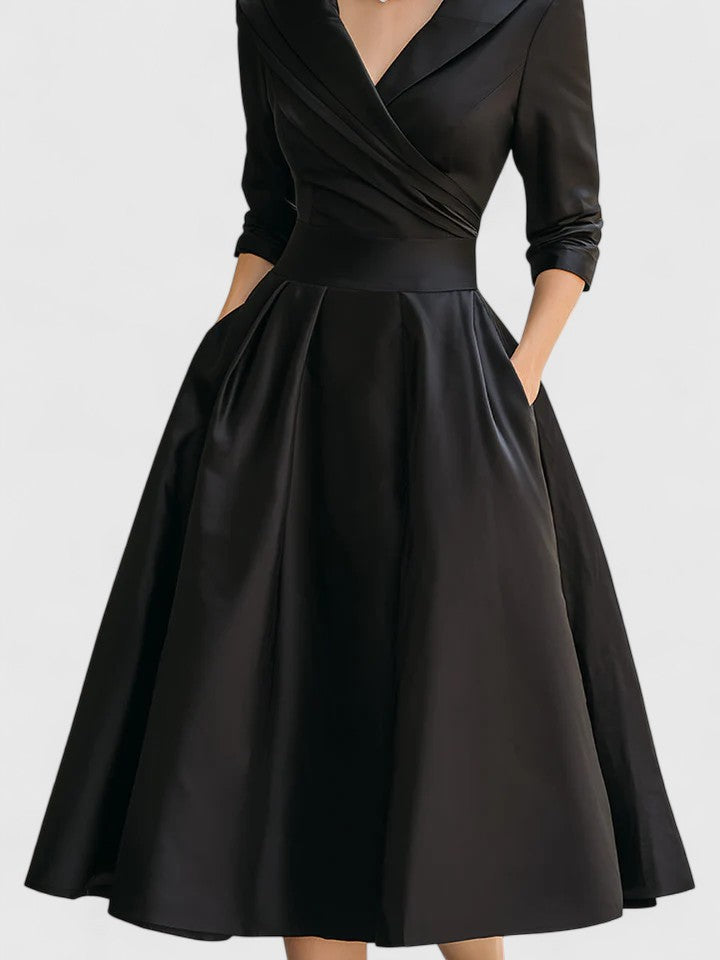 Astrid | Luxury Black Elegant Midi Dress