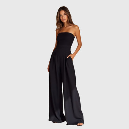 Astrid | Black Strapless Elegant Jumpsuit