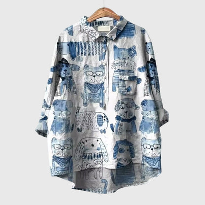 Alethea | Mint Green Dog Print Blouse