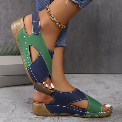 Astrid | Elegant White & Navy Orthopedic Sandal