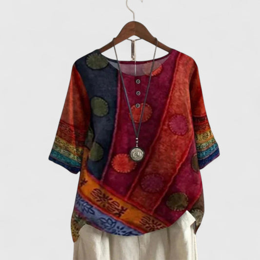 Calantha | Vibrant Patchwork Sophisticated Top