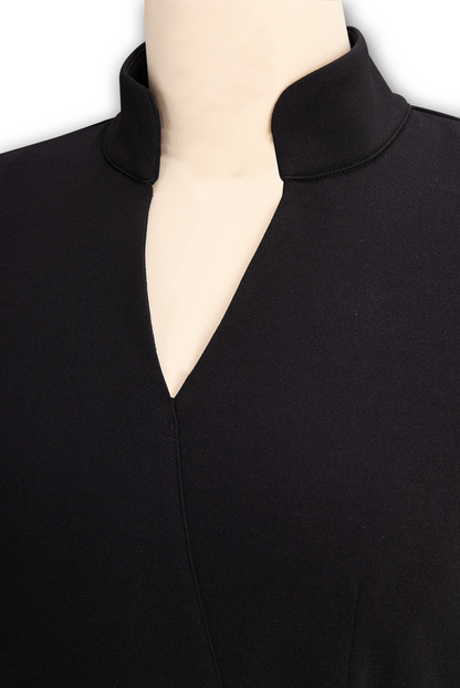 Calantha | Elegant Black Refined Midi Dress