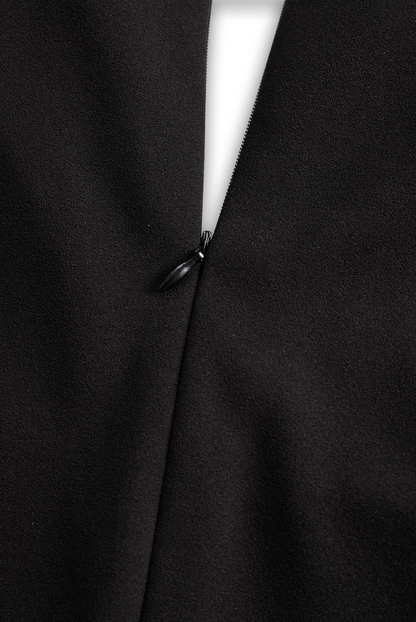Calantha | Elegant Black Refined Midi Dress