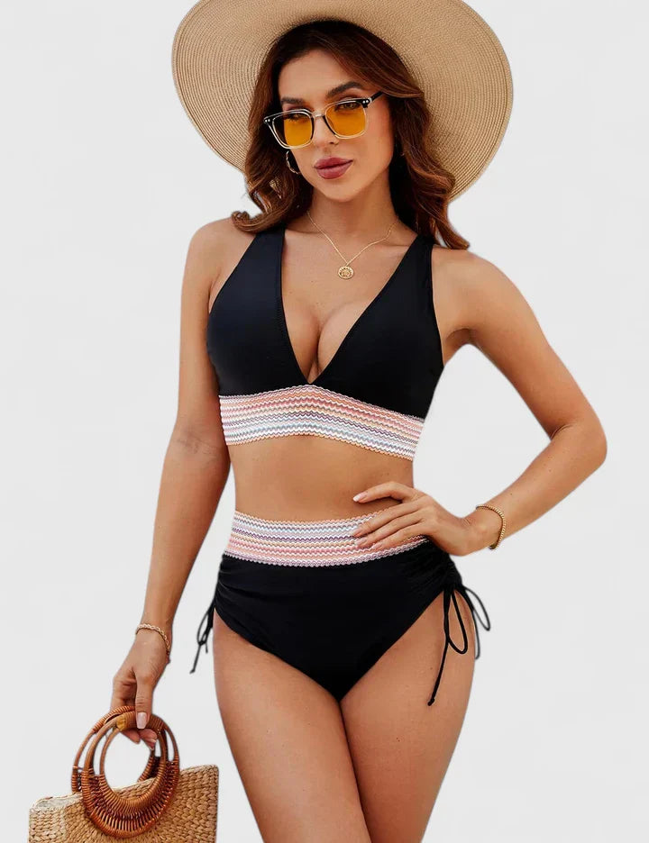 Calista | Women’s High-Waisted Pink Bikini Swimsuit Set