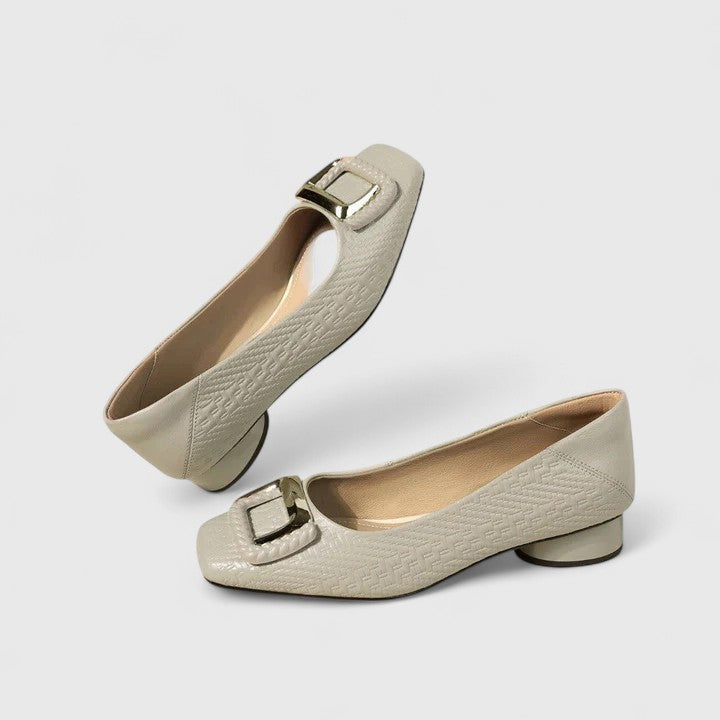 Calanthe | Beige Elegant Shoes with Buckle Detail