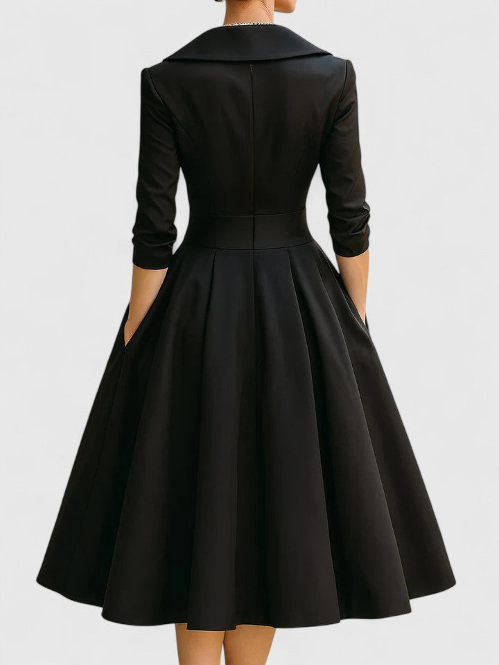 Astrid | Luxury Black Elegant Midi Dress