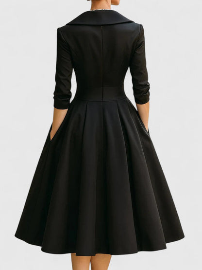 Astrid | Luxury Black Elegant Midi Dress