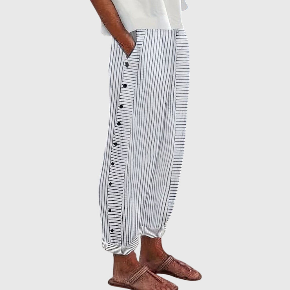 Calista | Elegant Women's Striped Linen Pants