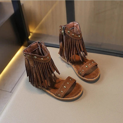 Calanthe | Luxe Black Fringe Elegant Sandals