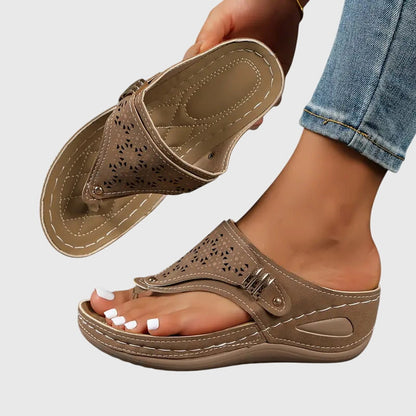 Alethea | Beige Cutout Orthopedic Sandals