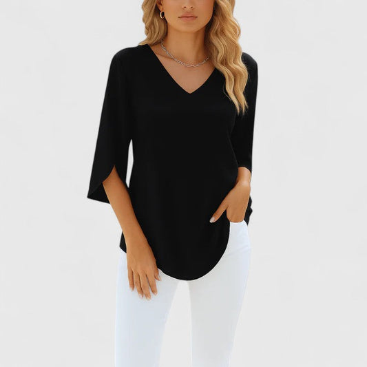 Calantha | Black V-Neck Elegant Blouse
