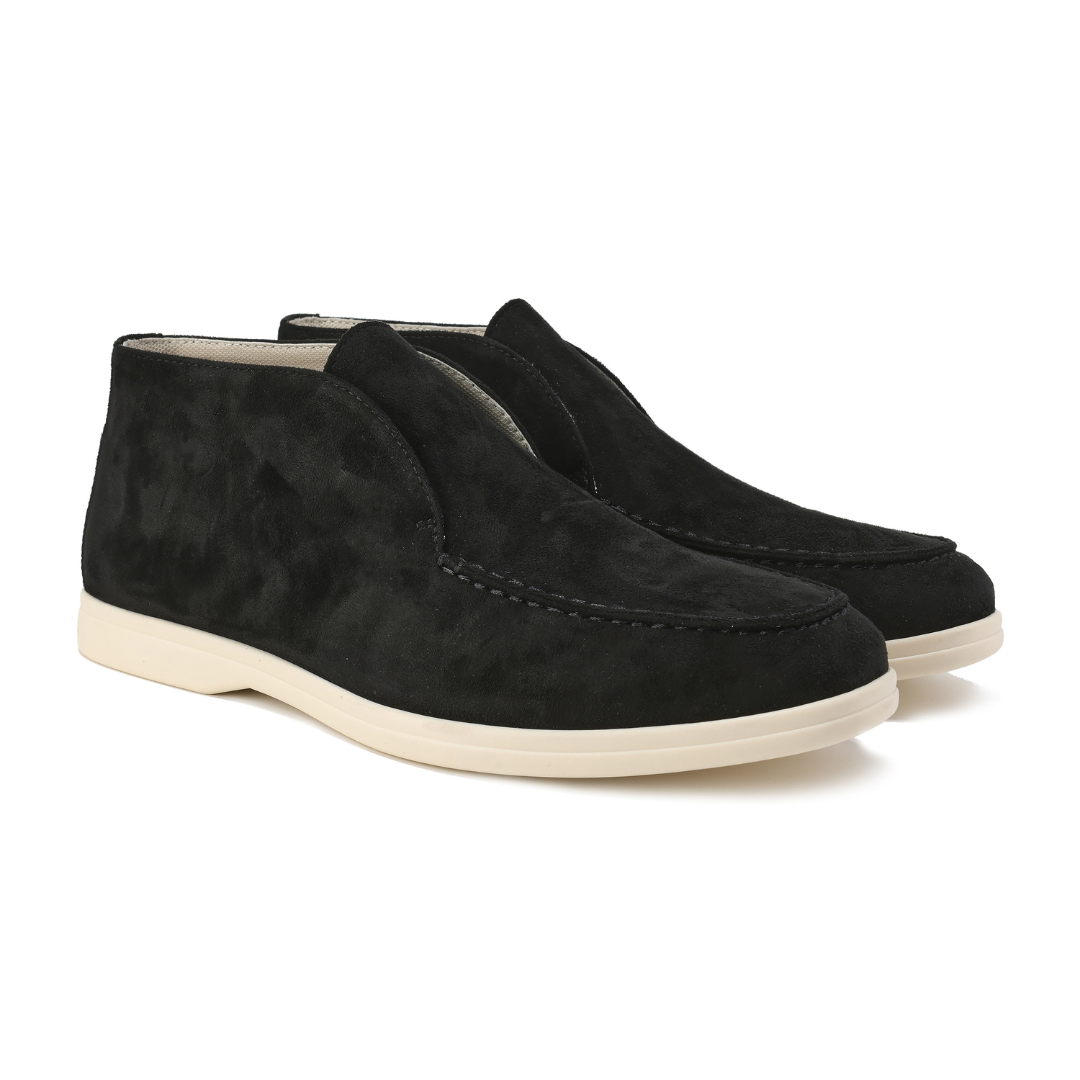 Beckett | Navy Blue High Suede Loafers
