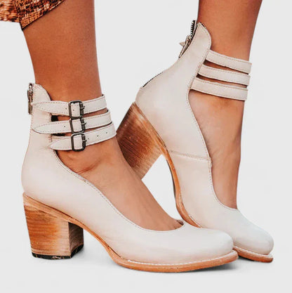 Calista | Silver Buckle Elegant Heels