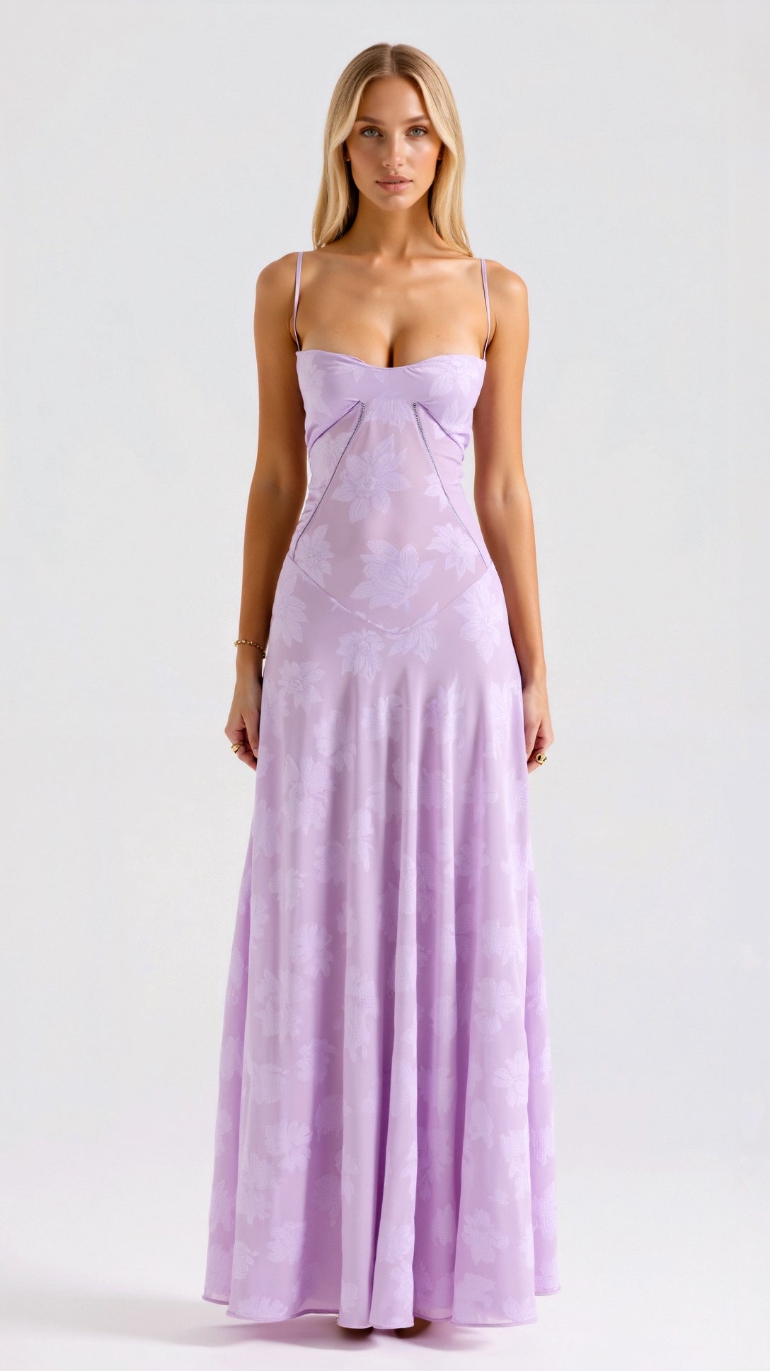 Women’s Wedding Guest Slip Maxi Dress - White Floral Lace