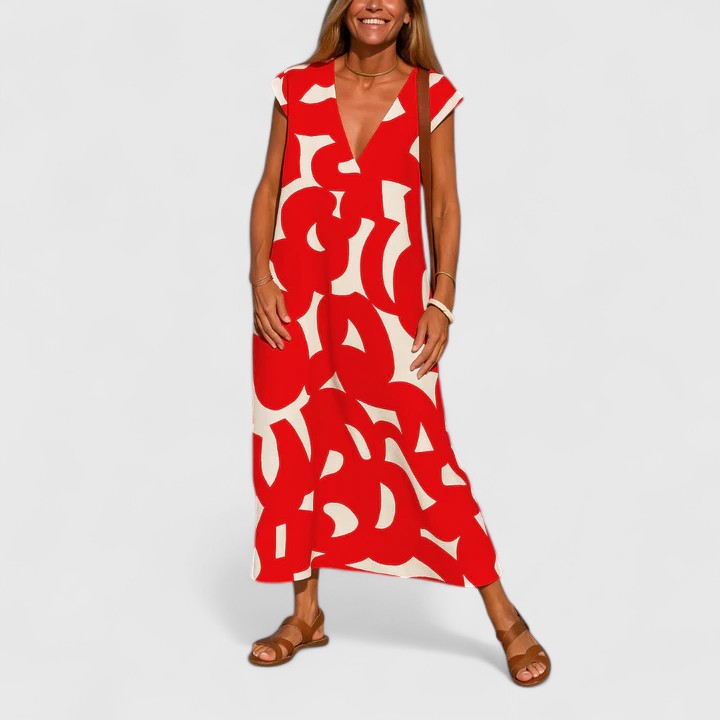 Calista | Elegant Black & White Maxi Dress