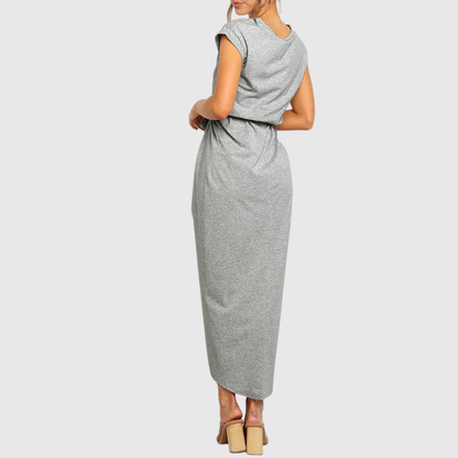 Calantha | Elegant Grey Casual Midi Dress