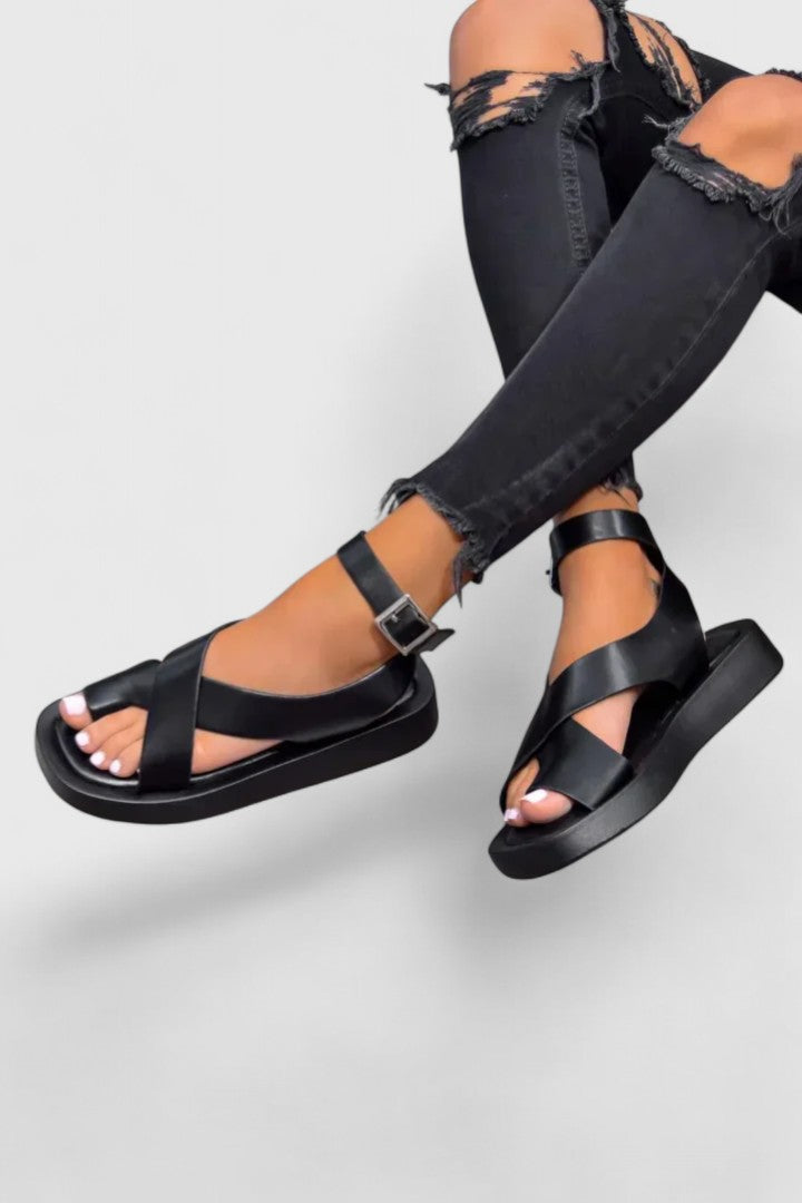 Calista | Beige Elegant Sandals with Thick Sole