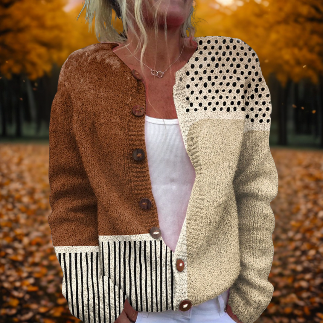 Astrid | Brown Beige Polka Dots Cardigan
