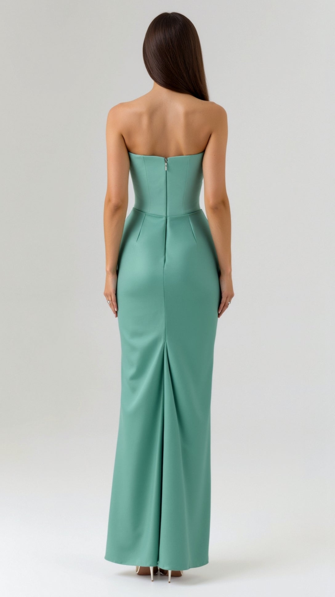 Astrid | Elegant Women's Wedding Guest Column Maxi Dress in Black Satin