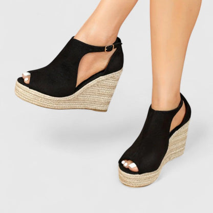 Calantha | Black Suede Orthopedic Heels