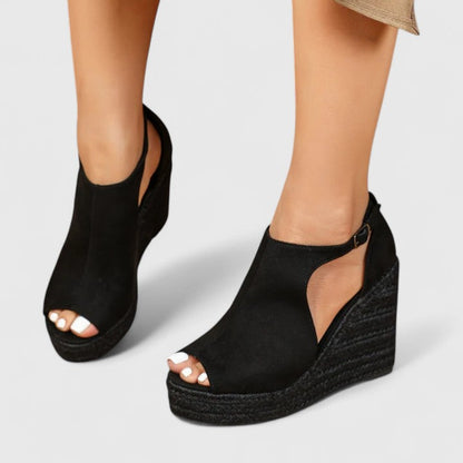 Calantha | Black Suede Orthopedic Heels